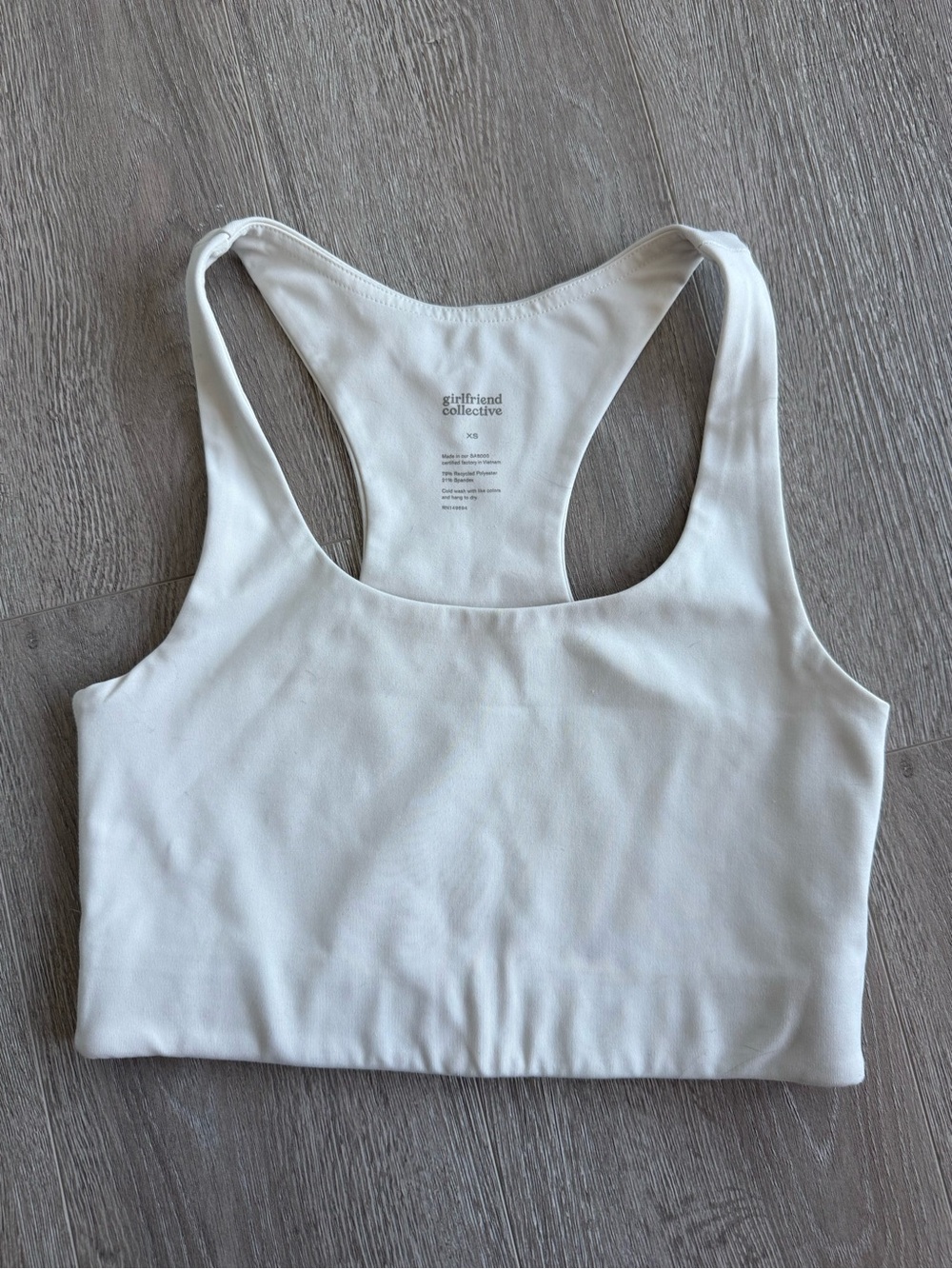 girlfriend collective White Scoop Neck Racerback Sports Bra